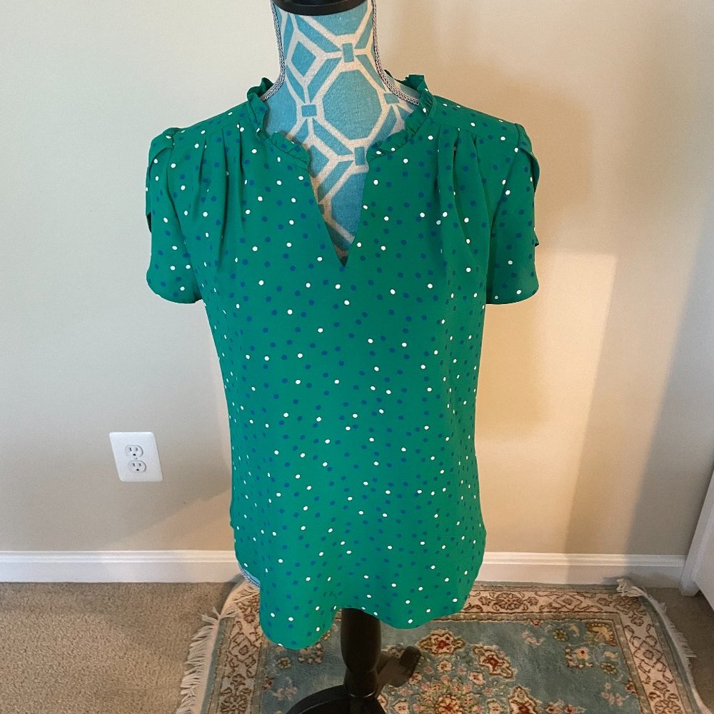 Stitch Fix 41 Hawthorn Green Tiffany Tulip Sleeve Blouse Small Casual